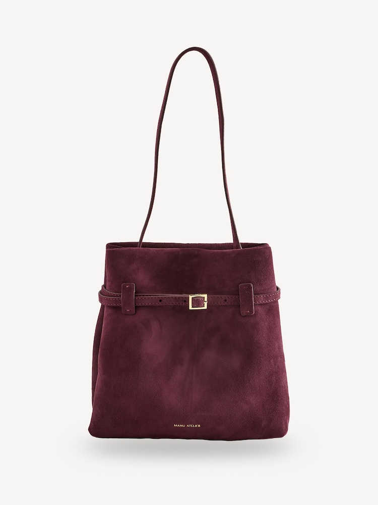 Manu Atelier Red Suede Mini Tote Du Jour Bag - Image 1 of 7