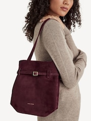 Manu Atelier Red Suede Mini Tote Du Jour Bag - Image 2 of 7
