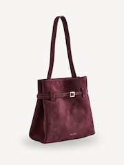 Manu Atelier Red Suede Mini Tote Du Jour Bag - Image 4 of 7