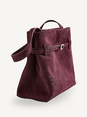 Manu Atelier Red Suede Mini Tote Du Jour Bag - Image 5 of 7