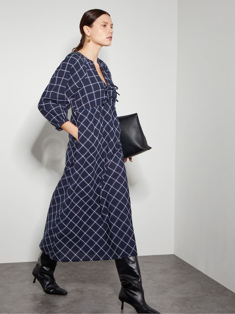 Monsoon Frankie Midikleid mit Karomuster und Bindeband auf der Vorderseite - Bild 7 von 7