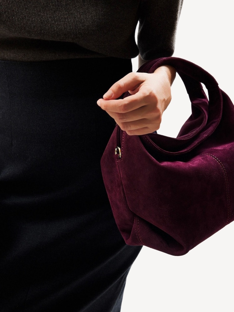 Manu Atelier Burgundy Suede Leather Mini Gala Bag - Image 2 of 3