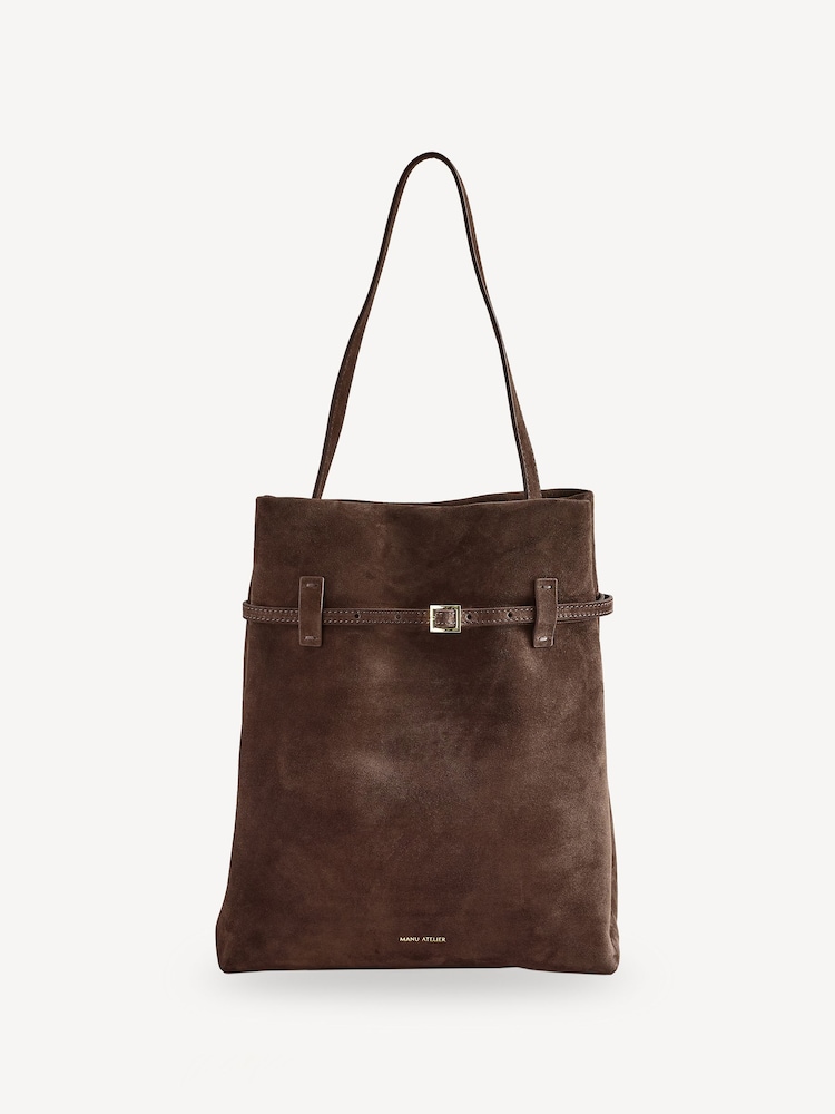 Manu Atelier Deep Brown Suede Leather Tote Du Jour Bag - Image 1 of 8