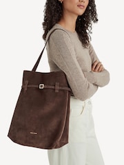 Manu Atelier Deep Brown Suede Leather Tote Du Jour Bag - Image 2 of 8