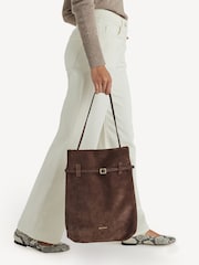Manu Atelier Deep Brown Suede Leather Tote Du Jour Bag - Image 3 of 8