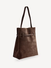 Manu Atelier Deep Brown Suede Leather Tote Du Jour Bag - Image 4 of 8