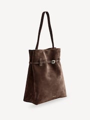 Manu Atelier Deep Brown Suede Leather Tote Du Jour Bag - Image 5 of 8