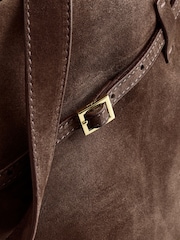 Manu Atelier Deep Brown Suede Leather Tote Du Jour Bag - Image 8 of 8