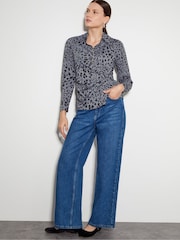 Monsoon Grey Aubrey Jersey Leopard Print Shirt - Image 2 of 5