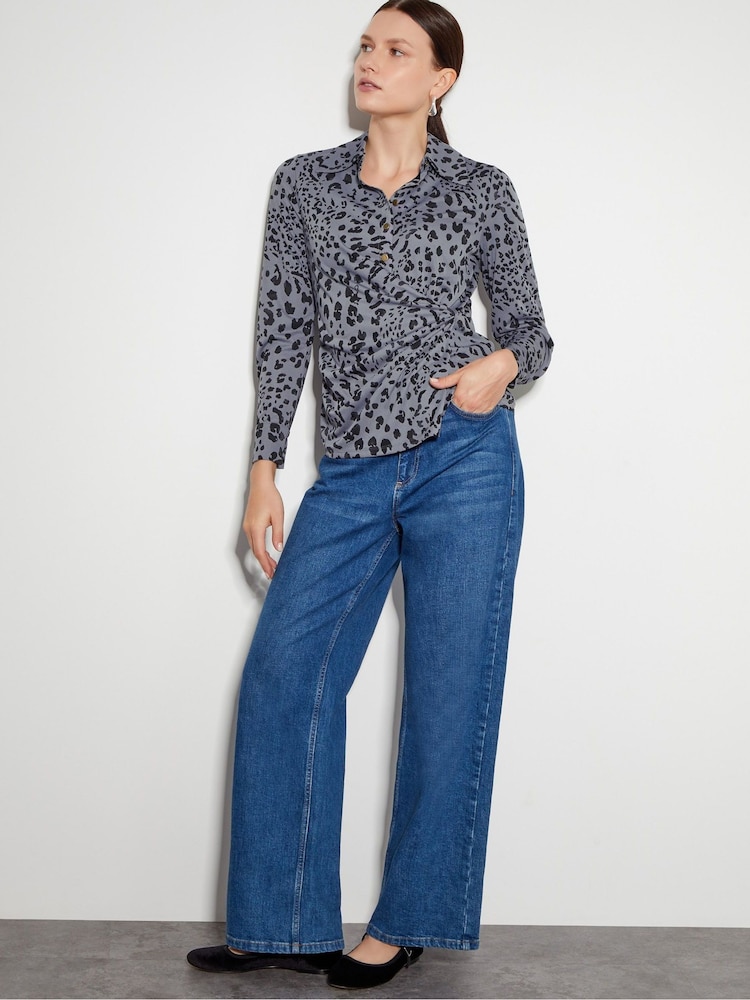 Monsoon Grey Aubrey Jersey Leopard Print Shirt - Image 2 of 5
