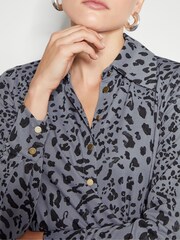 Monsoon Grey Aubrey Jersey Leopard Print Shirt - Image 4 of 5