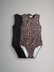 The Set Black / Animal 2 Pack Smoothing Sleeveless Bodysuits - Image 2 of 10