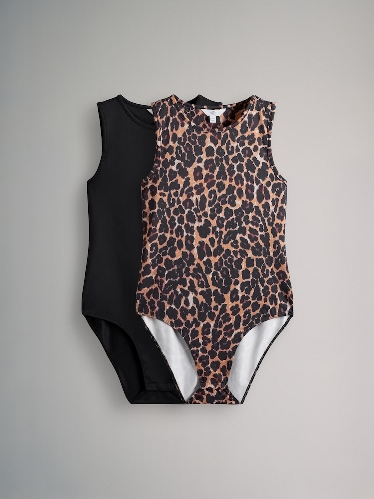 The Set Black / Animal 2 Pack Smoothing Sleeveless Bodysuits - Image 2 of 10