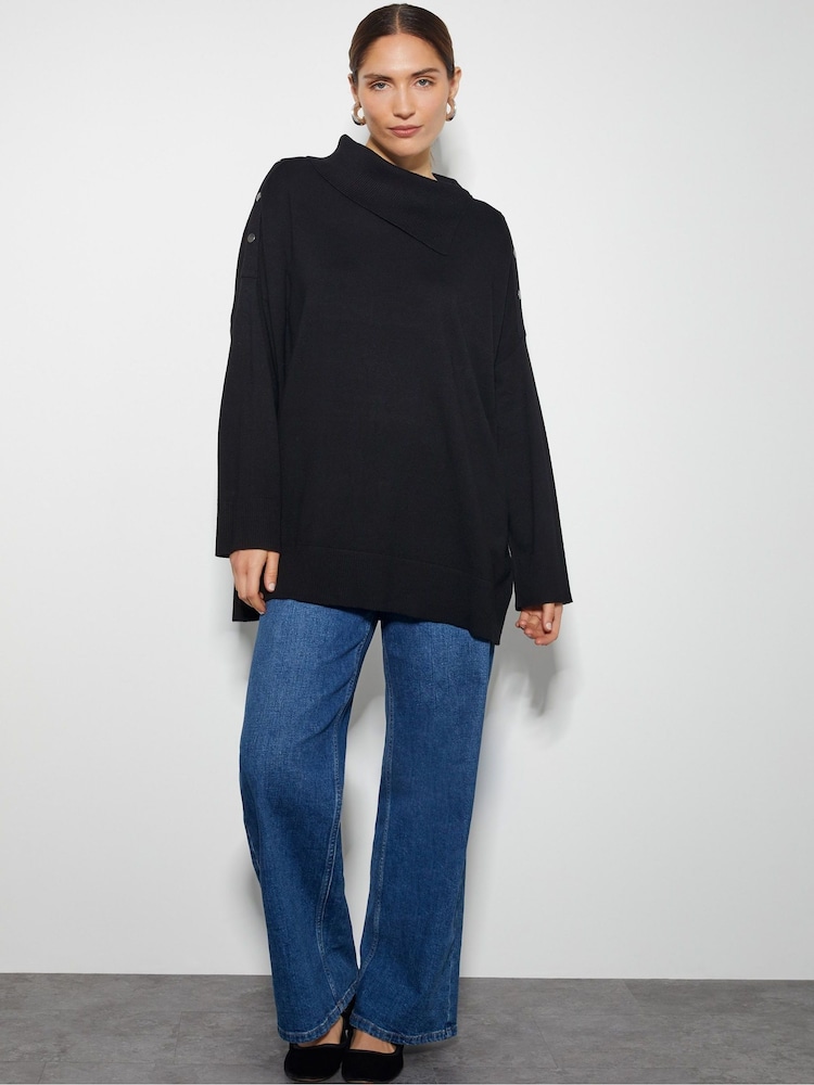 Monsoon Black Beth Button Detail Jumper - Image 2 of 4