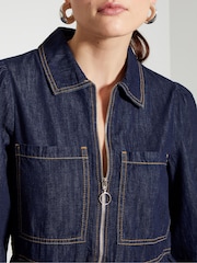 Monsoon Blue Adeena Denim Mini 100% Cotton Shirt Dress - Image 2 of 5