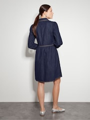 Monsoon Blue Adeena Denim Mini 100% Cotton Shirt Dress - Image 3 of 5