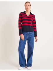 Rot - Monsoon – Shay – gestreifter Pullover mit Kragen - Bild 3 von 5