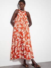 Monsoon Orange Shelly Sleeveless 100% Cotton Printed Maxi Dress - Image 6 of 6