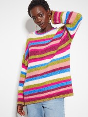 Monsoon Pink Shonda Colourful Stripe Jumper - Image 1 of 5