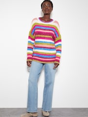 Monsoon Pink Shonda Colourful Stripe Jumper - Image 2 of 5