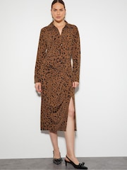 Monsoon Brown Aubrey Jersey Leopard Print Dress - Image 1 of 5