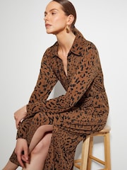 Monsoon Brown Aubrey Jersey Leopard Print Dress - Image 2 of 5