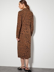 Monsoon Brown Aubrey Jersey Leopard Print Dress - Image 3 of 5