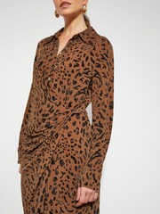 Monsoon Brown Aubrey Jersey Leopard Print Dress - Image 4 of 5