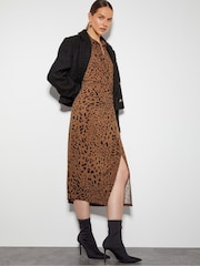 Monsoon Brown Aubrey Jersey Leopard Print Dress - Image 5 of 5