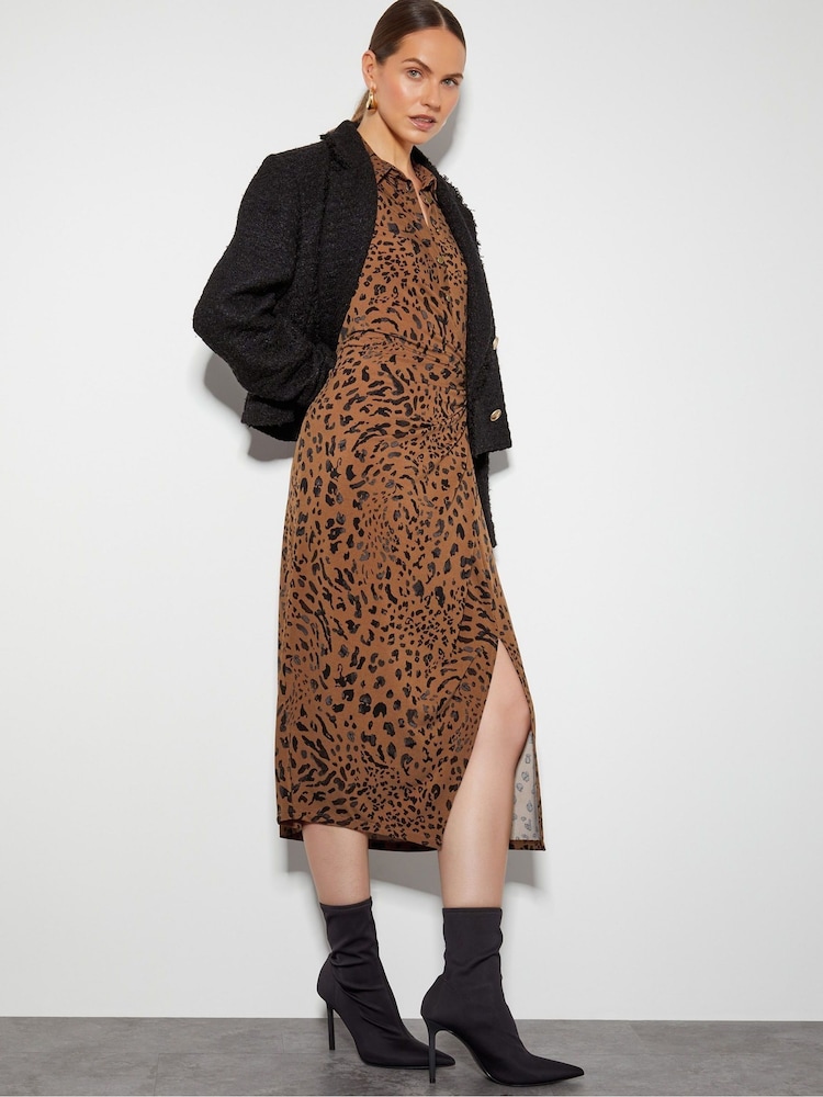 Monsoon Brown Aubrey Jersey Leopard Print Dress - Image 5 of 5