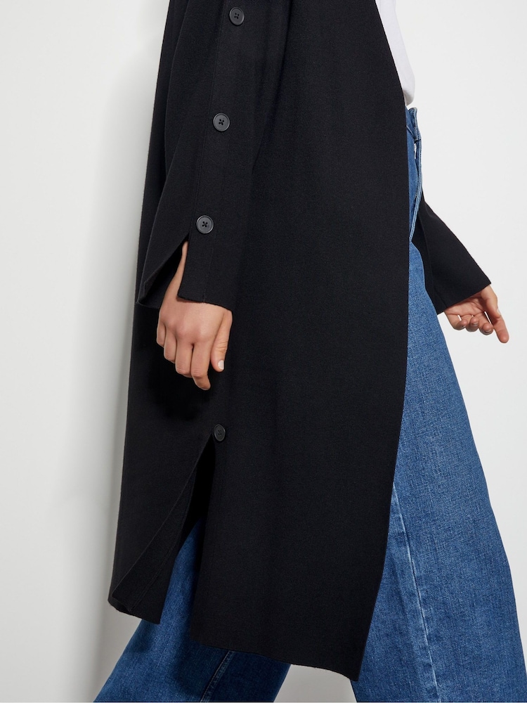 Monsoon Black Bo Button Detail Longline Cardigan - Image 2 of 4