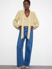 Monsoon Gold Pree Sparkle Plisse Pussybow Blouse - Image 2 of 5