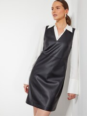 Monsoon Black Peri Sleeveless Faux Leather Mini Dress - Image 2 of 5