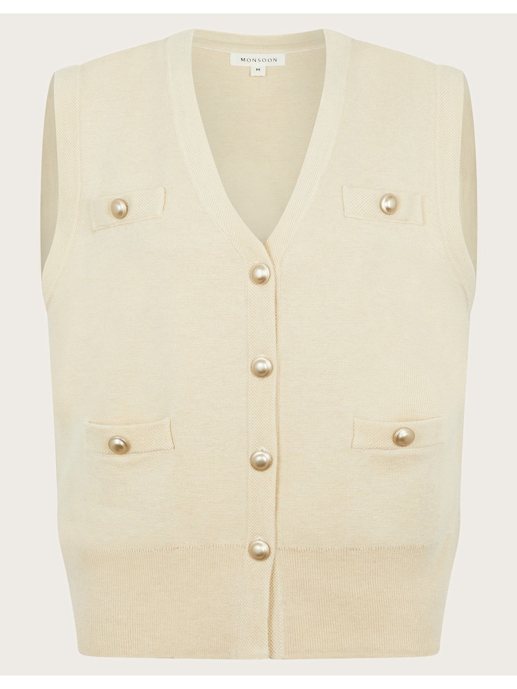 Monsoon Natural Sky Sleeveless Cardigan - Image 6 of 6