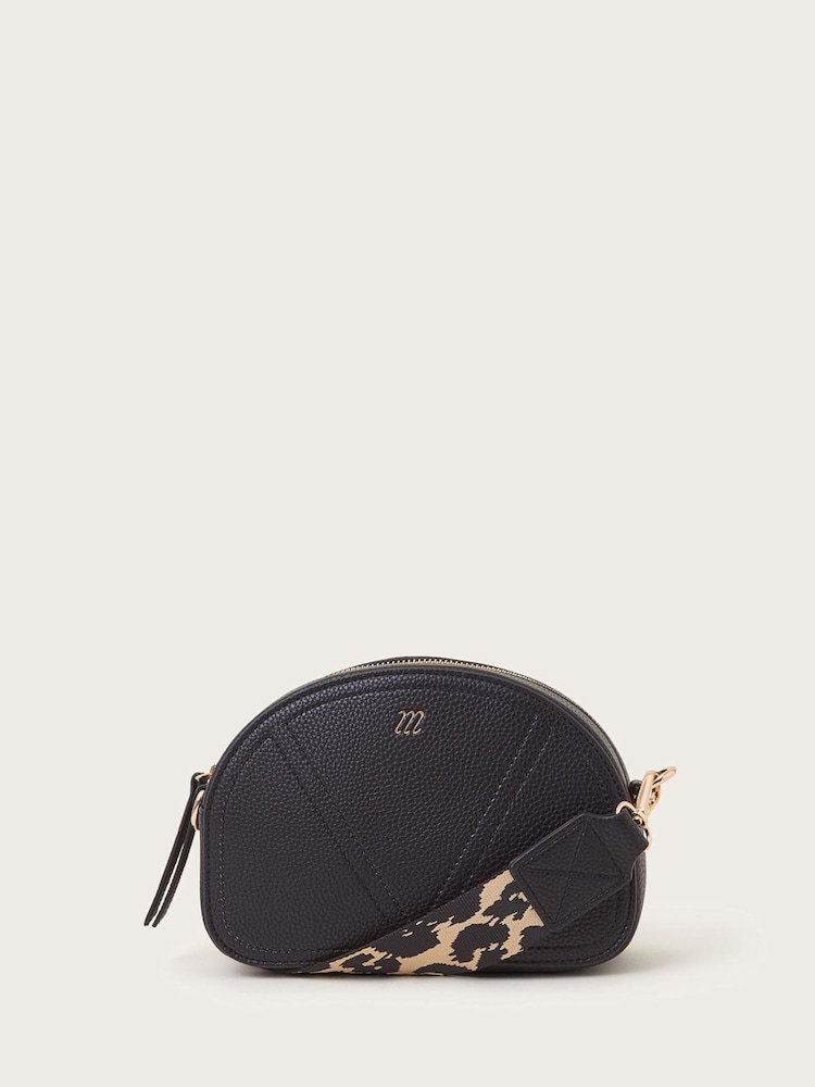 Monsoon Black Hali Leopard Strap Cross-Body Bag - Image 1 of 3