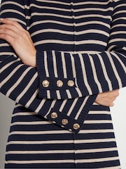 Monsoon Blue Shaw Stripe Midi Jumper Dress - Image 4 of 7