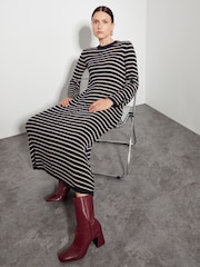 Monsoon Blue Shaw Stripe Midi Jumper Dress - Image 6 of 7