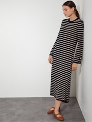 Monsoon Blue Shaw Stripe Midi Jumper Dress - Image 7 of 7