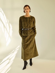 Monsoon Green Malika Cord Midi Skirt - Image 2 of 9
