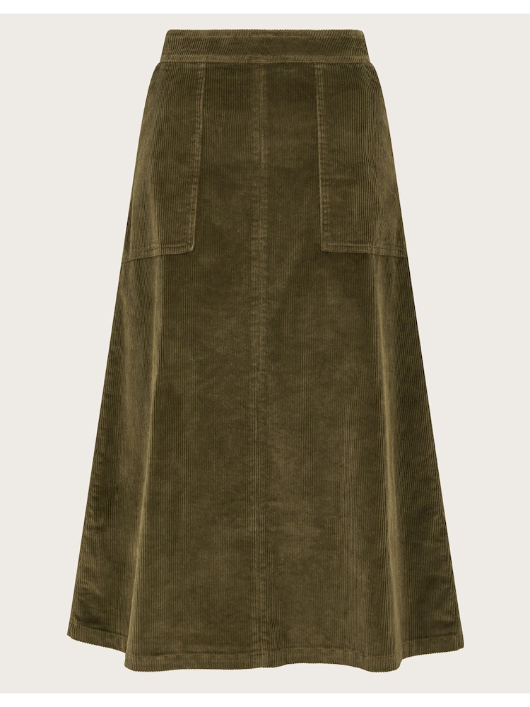 Monsoon Green Malika Cord Midi Skirt - Image 9 of 9