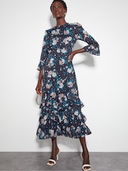 Monsoon Blue Drew Floral Burnout Midi Dress - Image 1 of 5