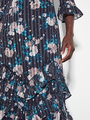 Monsoon Blue Drew Floral Burnout Midi Dress - Image 4 of 5