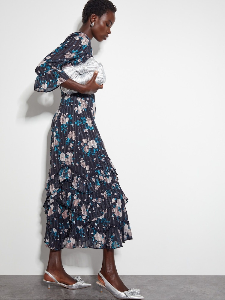 Monsoon Blue Drew Floral Burnout Midi Dress - Image 5 of 5