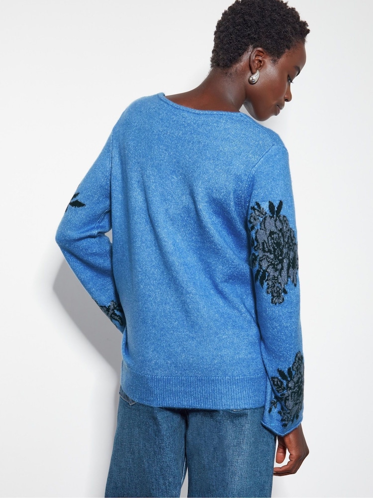 Monsoon Jess V-Neck Floral Jacquard Jumper - Bild 2 von 5