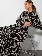 Monsoon Black Mary Floral Midi Shirt Dress - Image 2 of 5