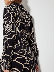Monsoon Black Mary Floral Midi Shirt Dress - Image 4 of 5