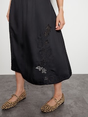 Monsoon Black Wren Lacy Jersey Mix Midi Dress - Image 5 of 6