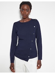 Monsoon Blue Blythe Asymmetrical Button Jumper - Image 1 of 6