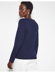 Monsoon Blue Blythe Asymmetrical Button Jumper - Image 3 of 6