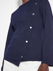 Monsoon Blue Blythe Asymmetrical Button Jumper - Image 4 of 6